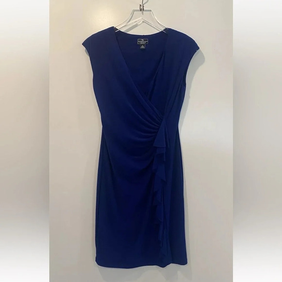 American Living‎ Royal Blue Ruffle Faux Wrap Dress Womens Size 6 (1250) - Picture 1 of 4